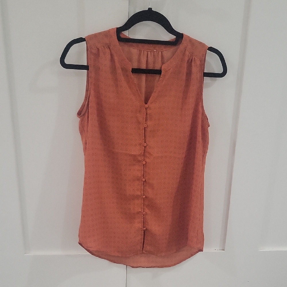 Elegant Sleeveless Orange Blouse